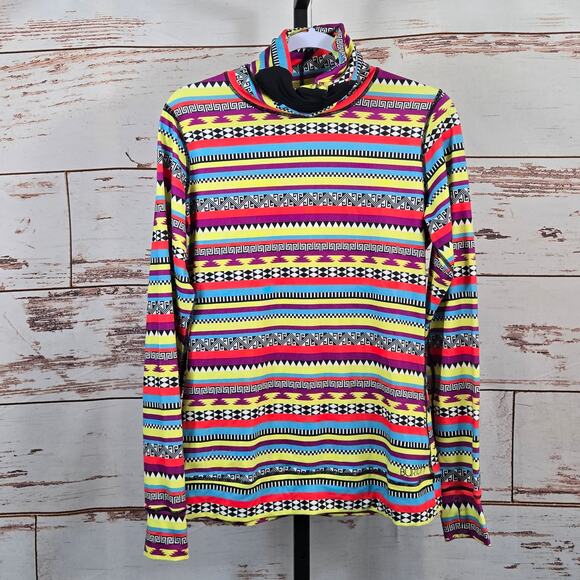Burton Tops - Burton Midweight Base Layer Long Neck Shirt Striped Size Medium